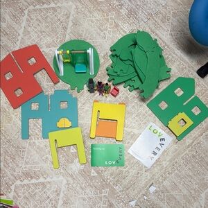 LOVEVERY Wooden Modular Village & Pathways, Friends & Swing Set